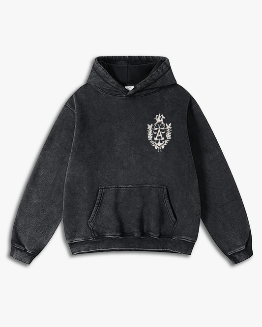 Dark Grey Embroidered Hoodie